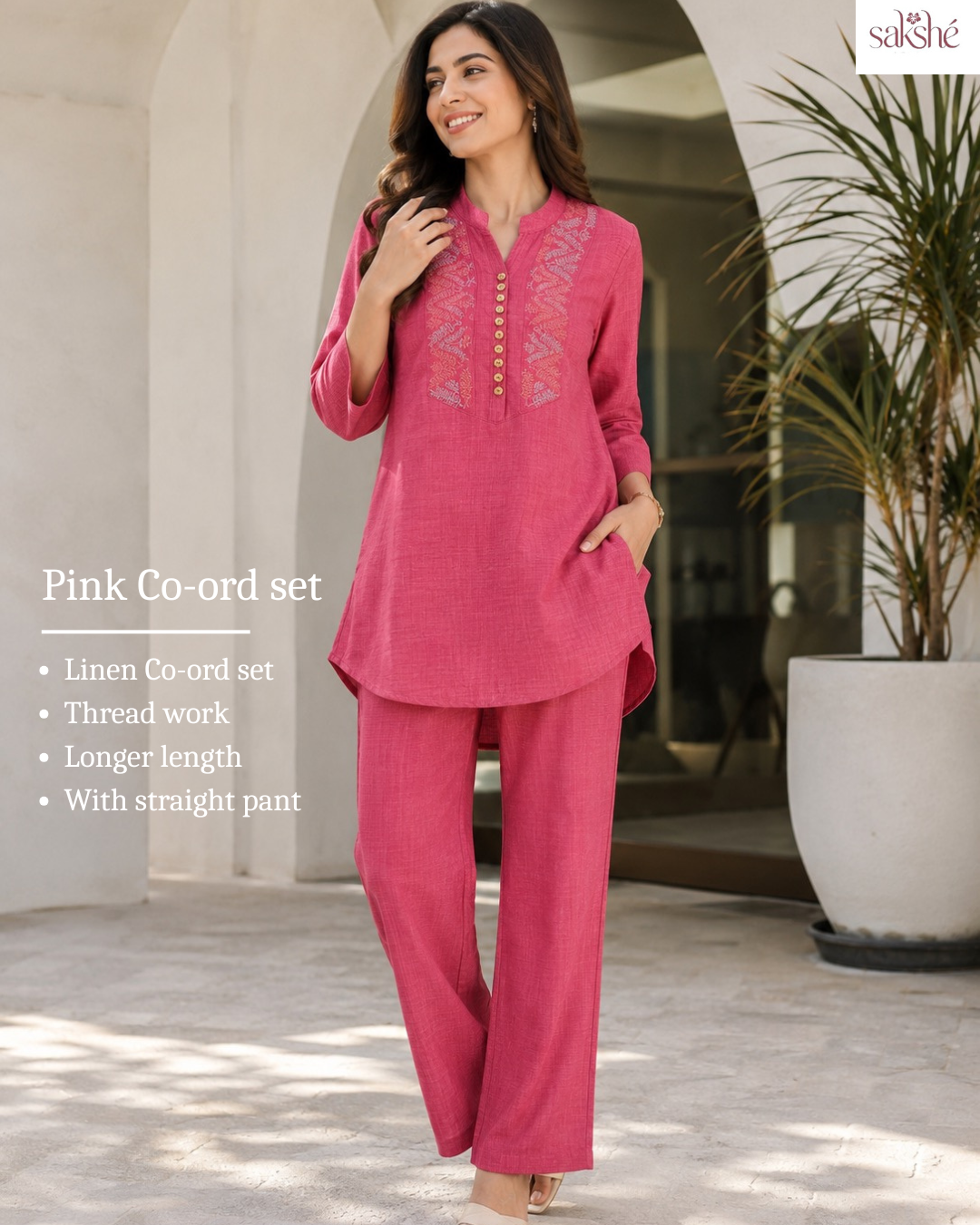Raspberry Rose Linen Threadwork Co-ord Set!๐งก