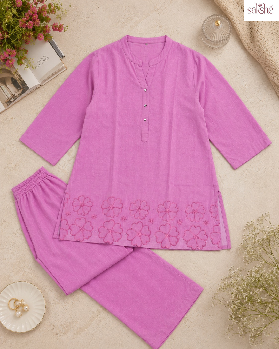 Pink Petal Cotton Muslin Cutwork Co-ord Set!š
