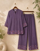 Lavender Bloom Embroidered Linen Co-ord Set!š