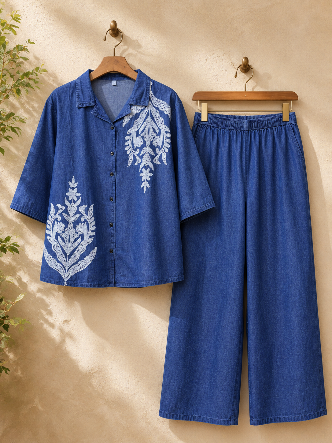 Denim Cotton Stylish thread work co-ord set!💙