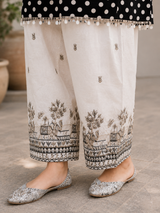 Mirror Tassel Short Kurta with Elephant Thread Work Cotton Farsi Salwar!🖤