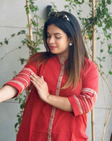 Pure Cotton Co-ord with Embroidery Detailing on Neck and Sleeves