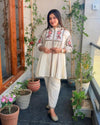 Soft White Pure Cotton Flared Thread work Co-ord set!
