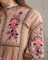 Coffee Mocha Pure Cotton Full Thread work Co-ord set!