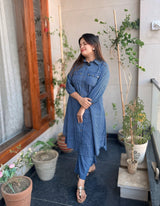 Denim Blue Color Long, Pocket style Co-ord se( Set of 2)