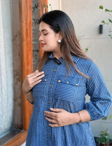 Denim Blue Color Long, Pocket style Co-ord se( Set of 2)