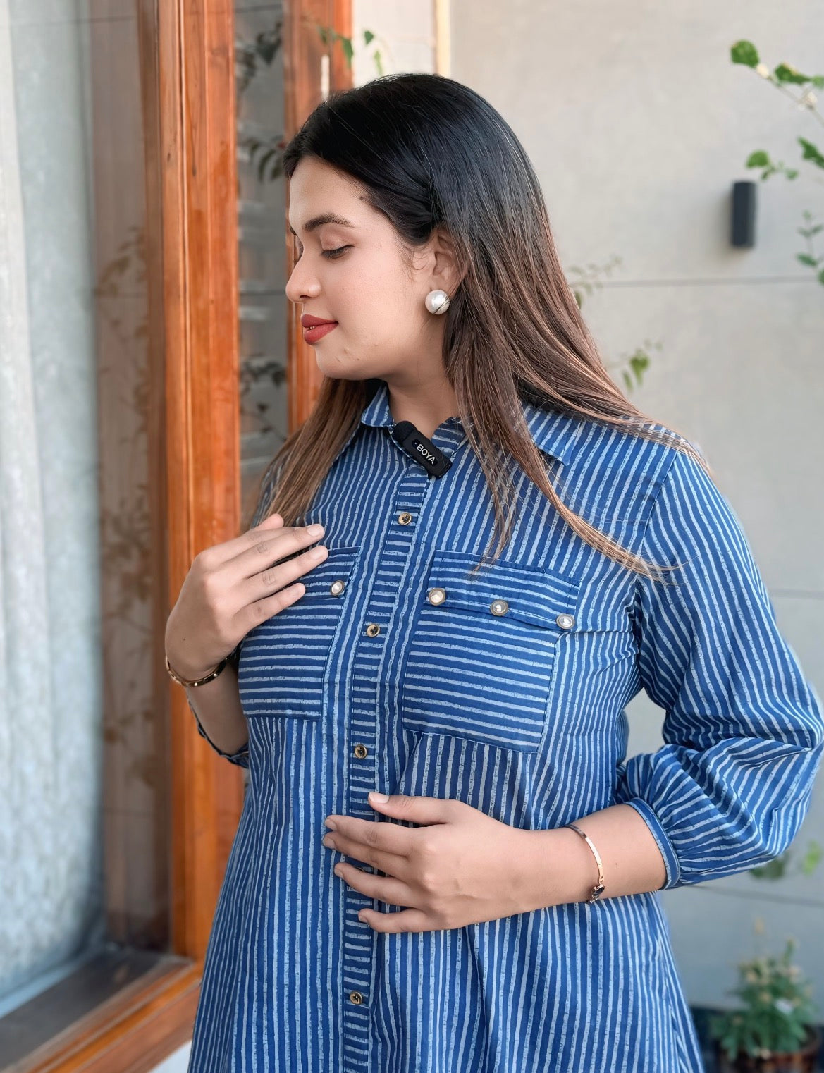 Denim Blue Color Long, Pocket style Co-ord se( Set of 2)