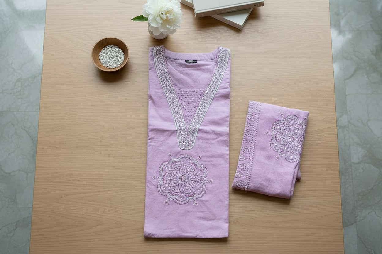 Soft Pastel Cotton Suit Perfect for Summer Days 🌸