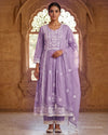 Fine Lucknowi Complete Threadwork Pure Mul Cotton A-Line Suit