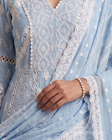 Summer Sky Blue Lucknowi Anarkali..!