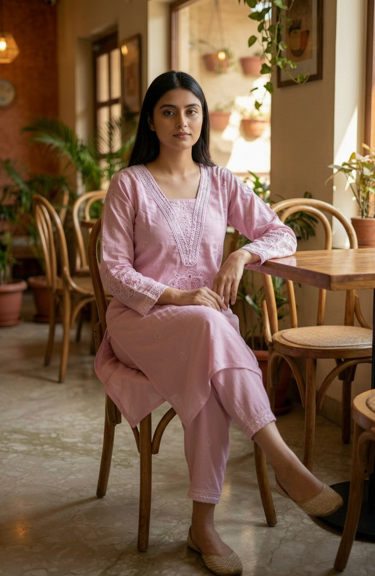 Soft Pastel Cotton Suit Perfect for Summer Days 🌸