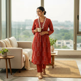 Vibrant Rust Cotton Suit Made for Effortless Style ❤️