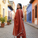 Vibrant Rust Cotton Suit Made for Effortless Style ❤️