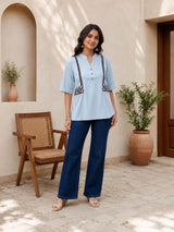 Sky Magic Rayon Blend Cotton Tunic!