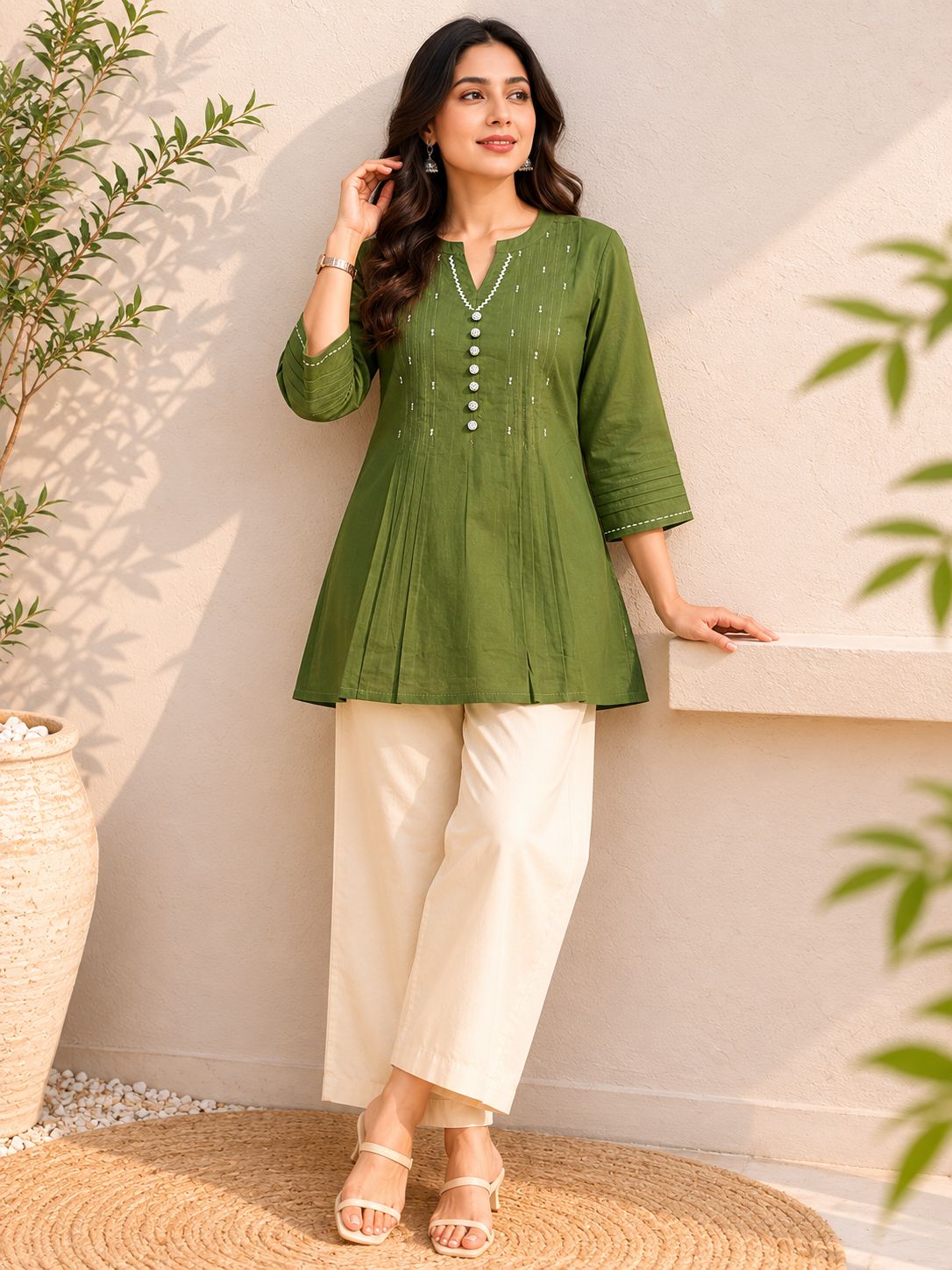 Garden Green Pure cotton Back work Tunic!✨