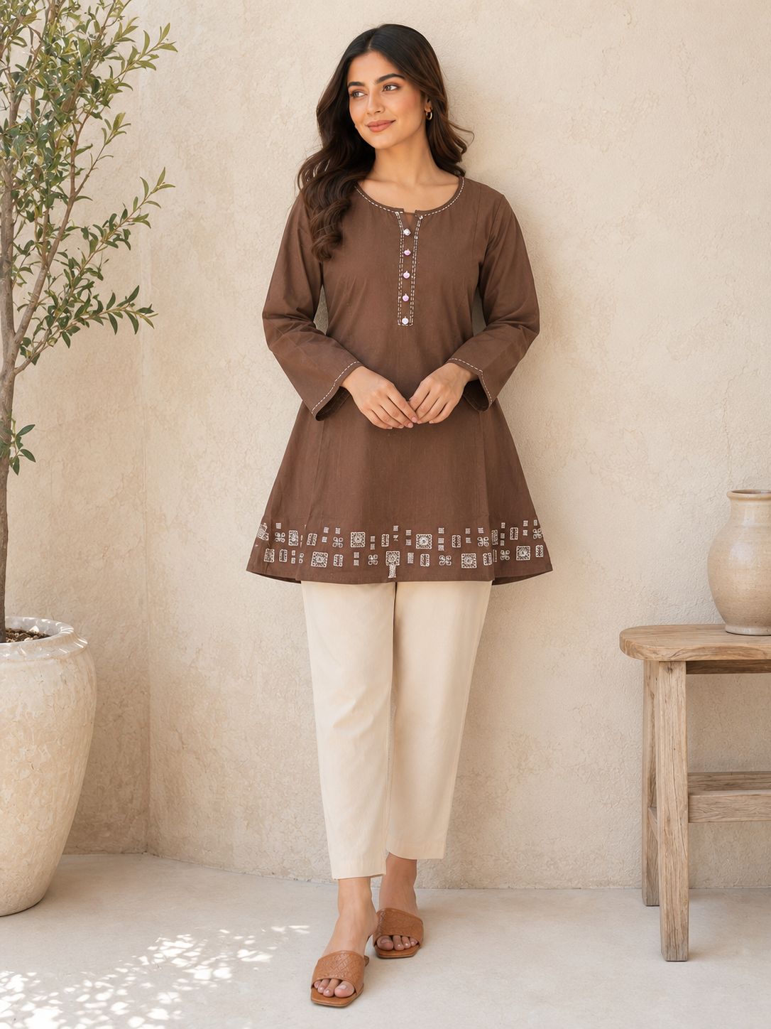 Chocolate Brown Pure Cotton Tunic!