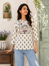 Soft Creamy White Thread Work Tunic!