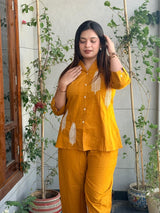 Sunflower Yellow Cotton Embroidery Co-Ord set😘