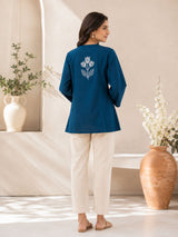 Teal Blue Pure cotton Back work Tunic!✨