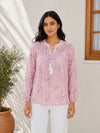 Elegant Sheer Organza Floral Embellished Top – Pastel Collection