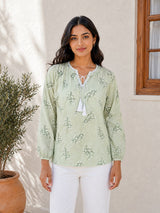 Elegant Sheer Organza Floral Embellished Top – Pastel Collection