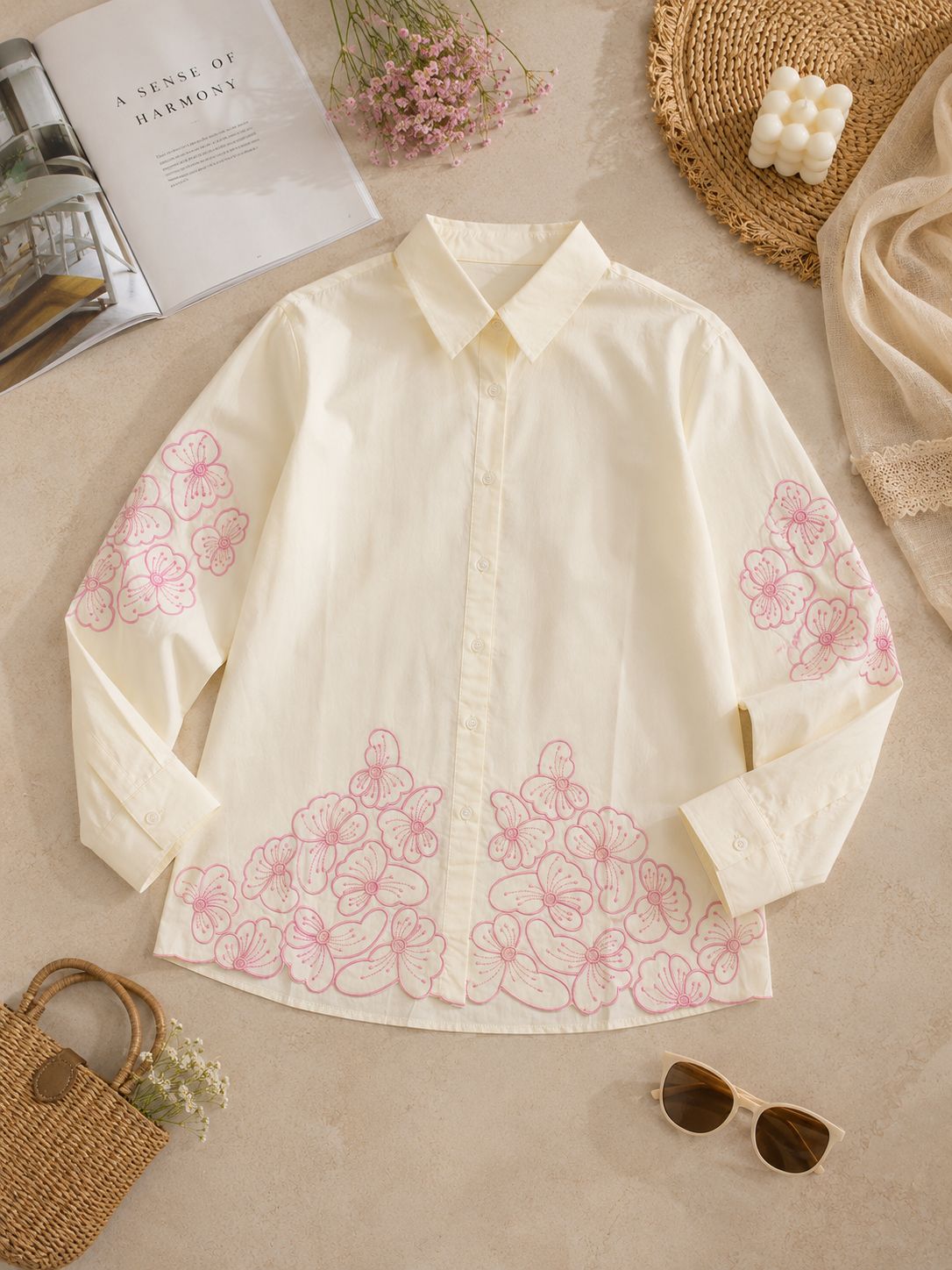 Premium Ivory Blossom Floral Cotton Shirt!š¤