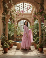 Bandhini Bloom Threadwork Fine Cotton A - Line Suit - Sakshe Studio