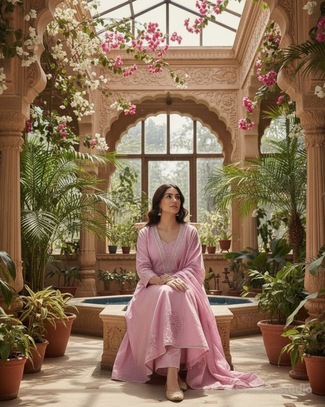 Bandhini Bloom Threadwork Fine Cotton A - Line Suit - Sakshe Studio