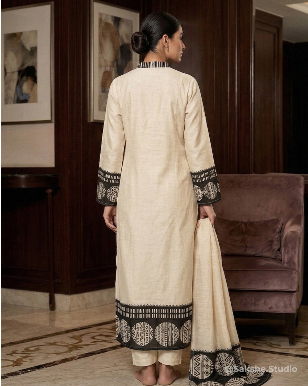 Bloom Print Pure Cotton Muslin Straight Suit - Sakshe Studio