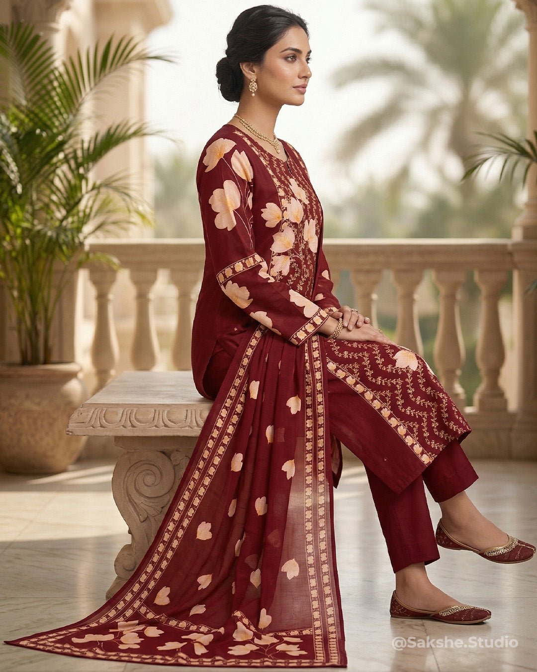 Classic Printed Cotton Straight Suit - Sakshe Studio