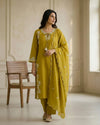 Dori Neck Thread Work Pure Cotton Suit with Cutwork Dupatta - Sakshe Studio