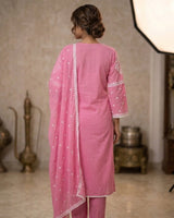 Fine Weave Complete Threadwork Pure Cotton A - Line Suit - Sakshe Studio