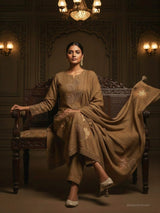 Ivory Craft Threadwork Jacquard Cotton Straight Suit - Sakshe Studio