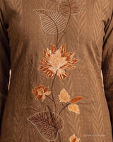 Ivory Craft Threadwork Jacquard Cotton Straight Suit - Sakshe Studio