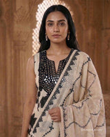 Mirror Patch Pure Cotton Straight Suit with Cotton Silk Dupatta - Sakshe Studio