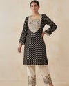Mirror Tassel Short Kurta with Elephant Thread Work Cotton Loose Pant - Sakshe Studio