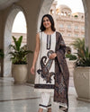 Pearl Patch Pure Cotton Straight Suit — Complete Patchwork with Pearl Detailing - Sakshe Studio