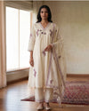Pearl & Thread Embroidery Mul Cotton A - Line Suit with Kota Dupatta - Sakshe Studio