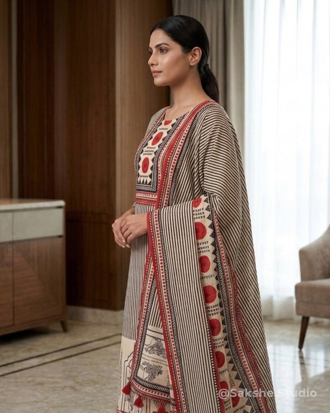 Printed Mist Pure Cotton Muslin Straight Suit - Sakshe Studio