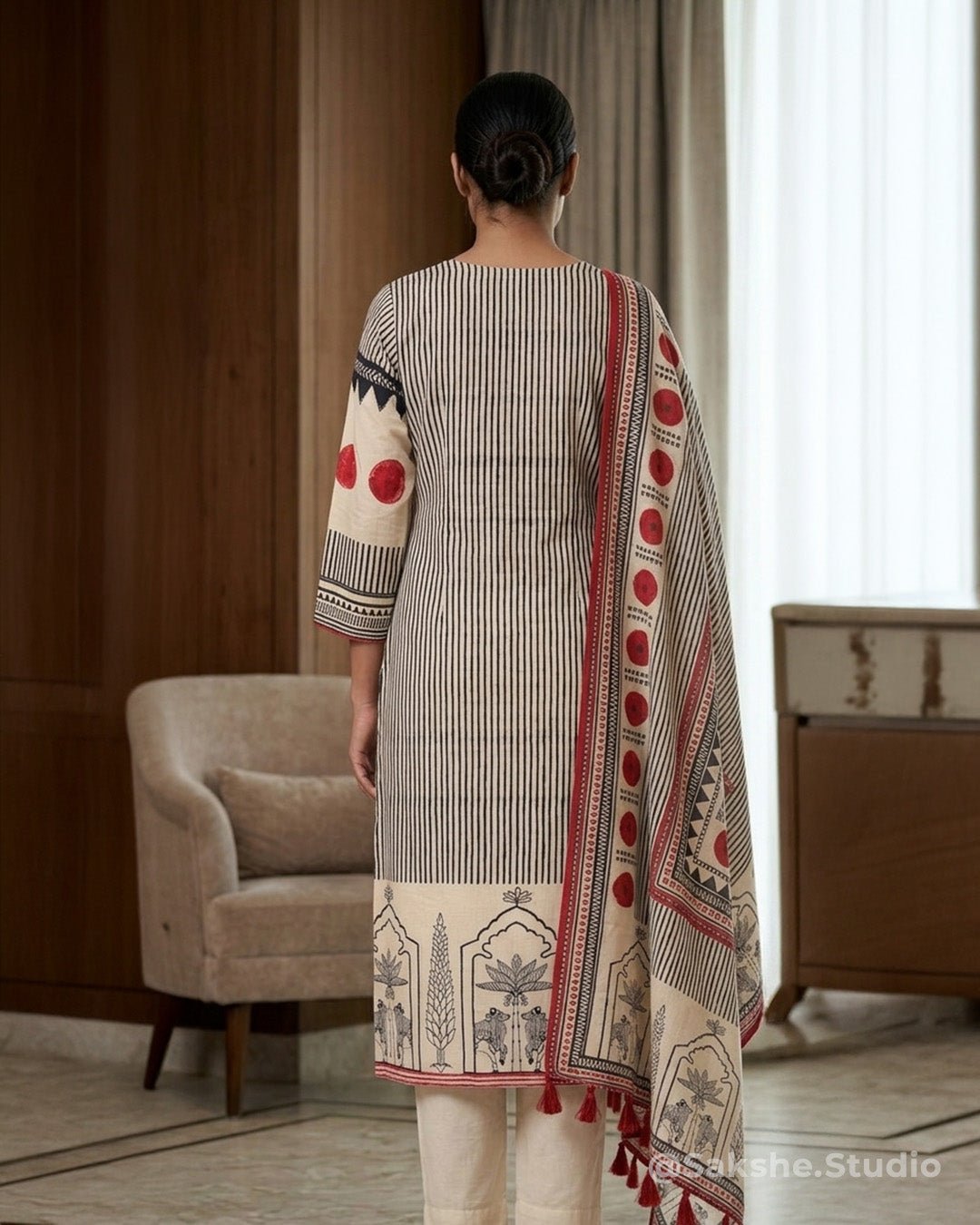 Printed Mist Pure Cotton Muslin Straight Suit - Sakshe Studio