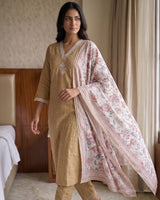 Self Texture Threadwork Pure Cotton A - Line Suit - Sakshe Studio