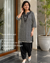 Black & White Cotton Farsi Salwar Suit (Set of 2) – Real Mirror with Printed Elegance!🖤