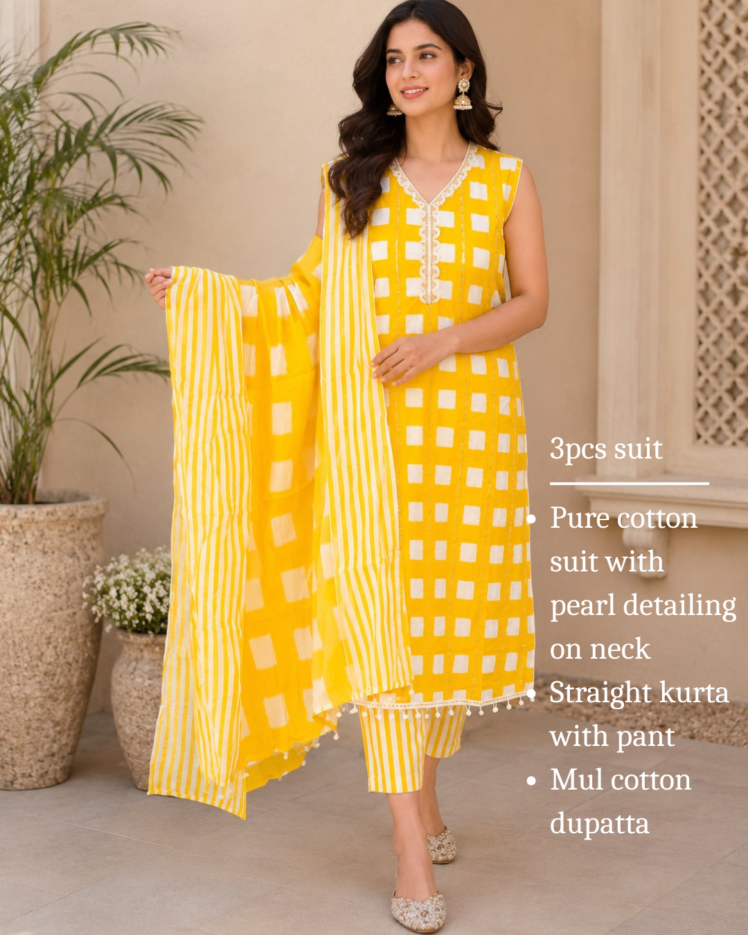 Sunshine Yellow Cotton Printed Suit Set!š