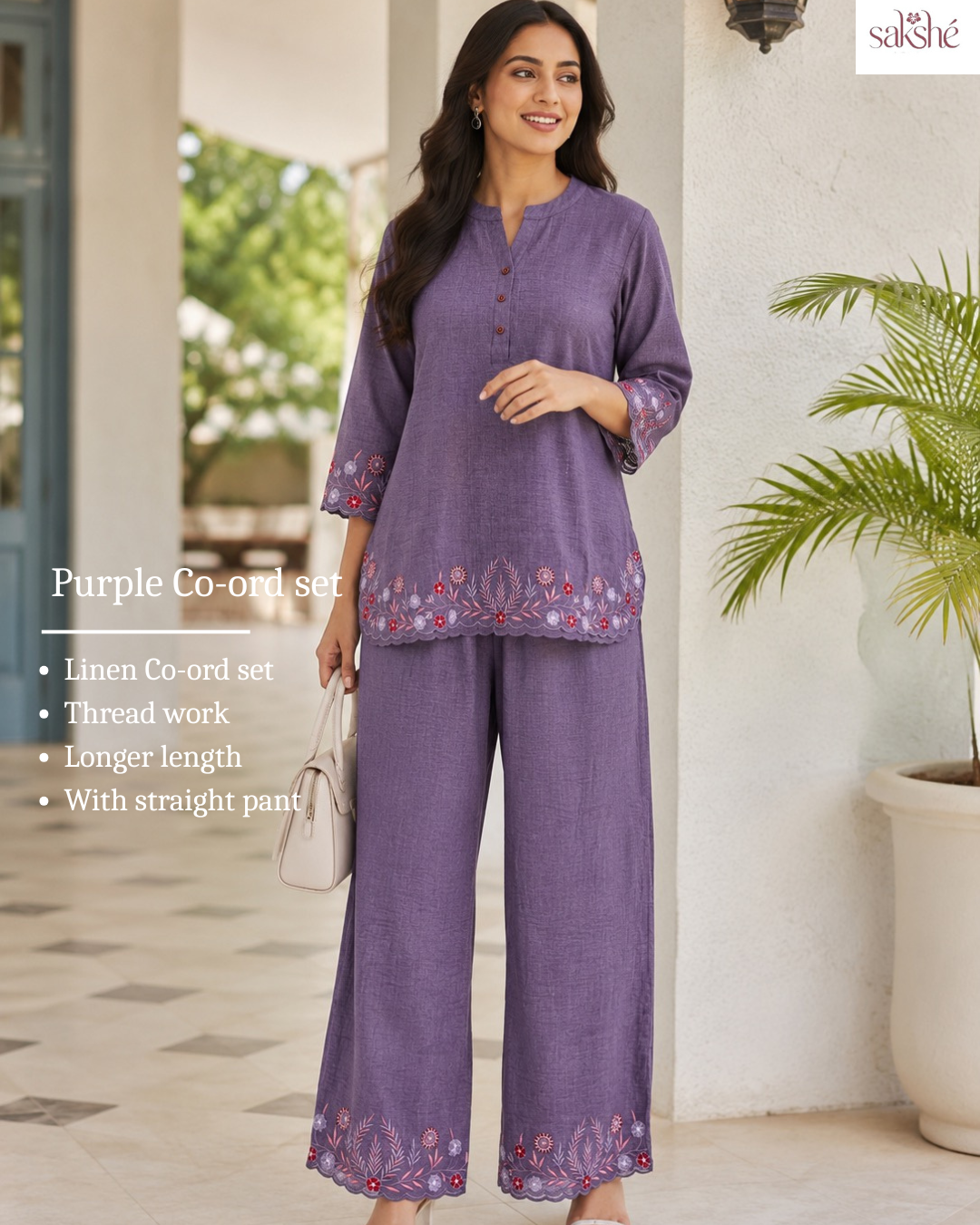 Lavender Bloom Embroidered Linen Co-ord Set!💜
