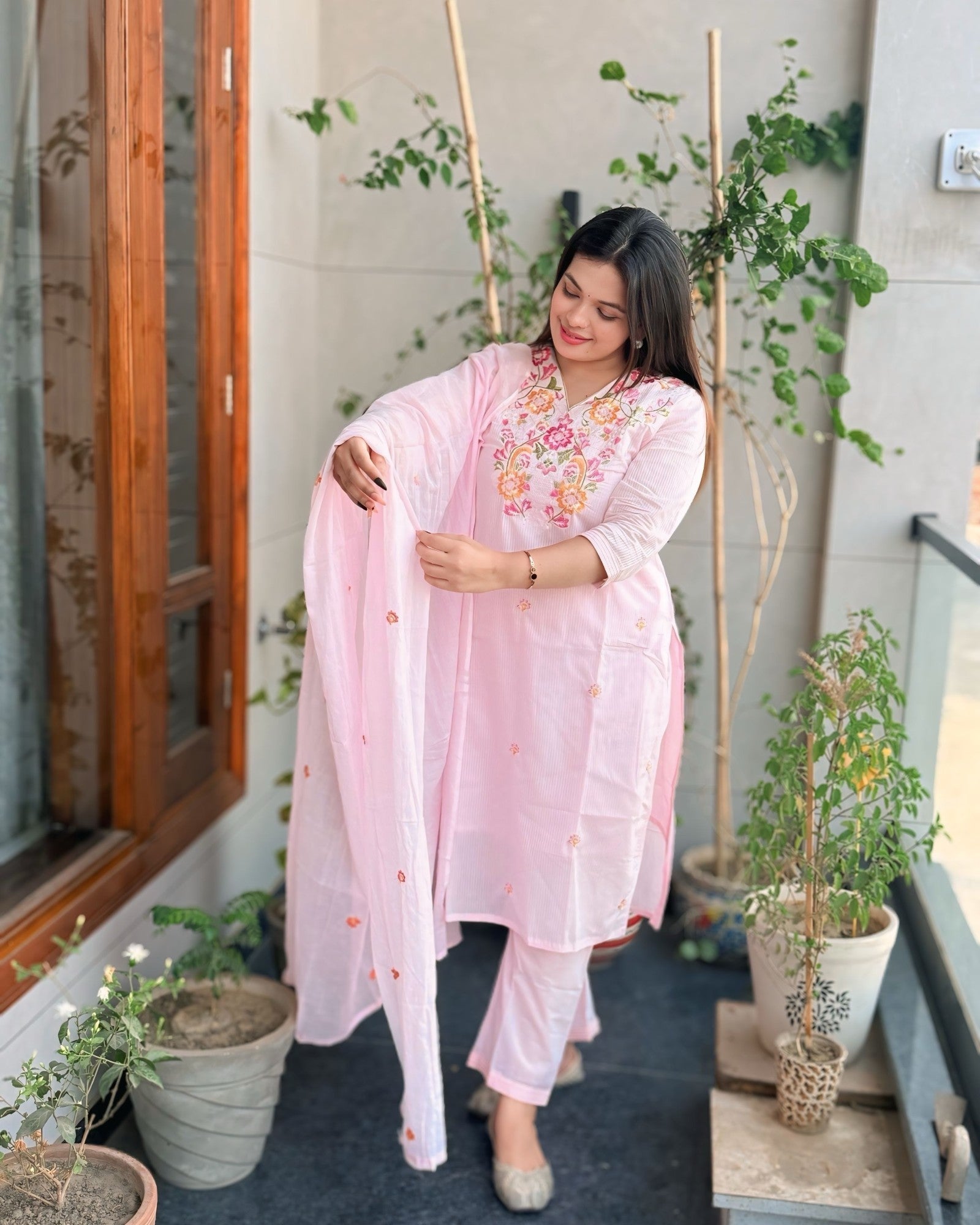 Fine Weave Complete Threadwork Pure Cotton Suit!