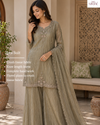Olive Elegance Embroidered Plazo Set