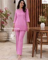 Pink Petal Cotton Muslin Cutwork Co-ord Set!💕