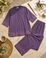 Lavender Bloom Embroidered Linen Co-ord Set!💜