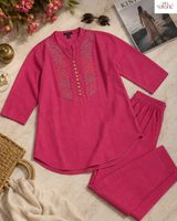 Raspberry Rose Linen Threadwork Co-ord Set!🧡