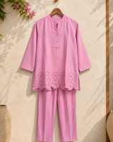 Pink Petal Cotton Muslin Cutwork Co-ord Set!💕